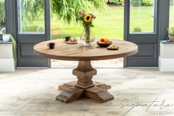 Havana Round Oak Pedestal Table